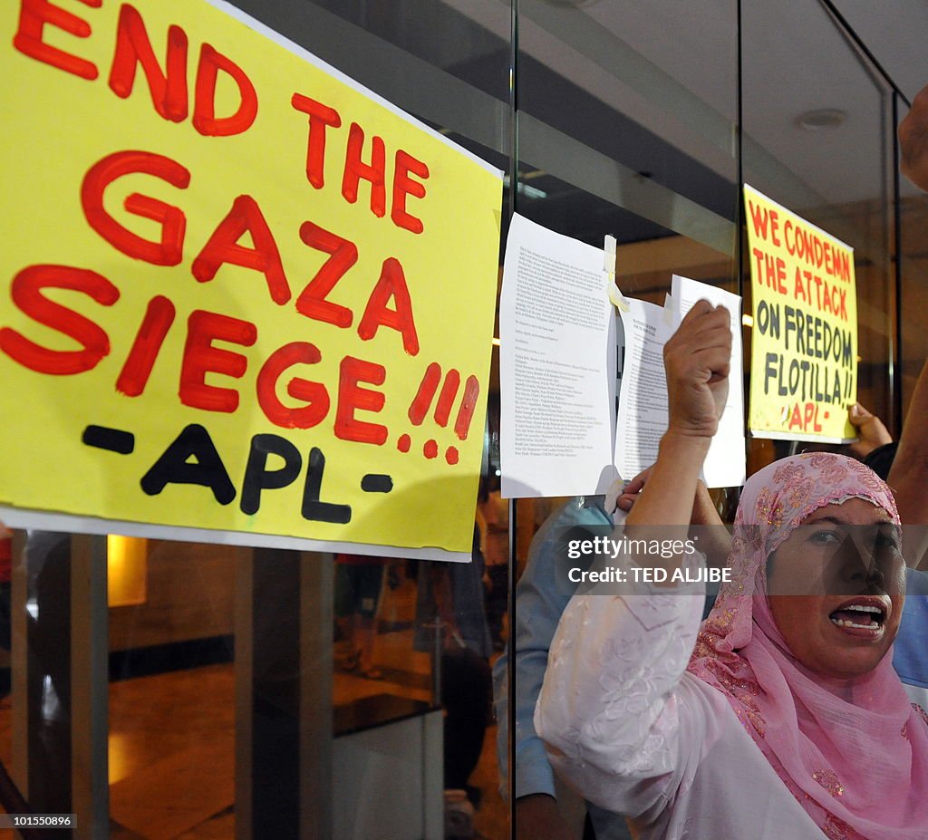 A protester shouts anti-Israeli slogans