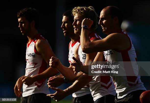 Craig Bolton completes drills during a Sydney Swans AFL training session at the Sydney Cricket Ground on June 2, 2010 in Sydney, Australia.