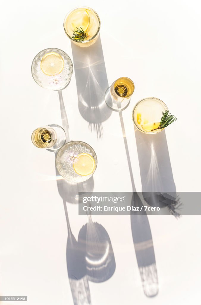 Vertical Silhouettes of Summer Drinks in Crystal