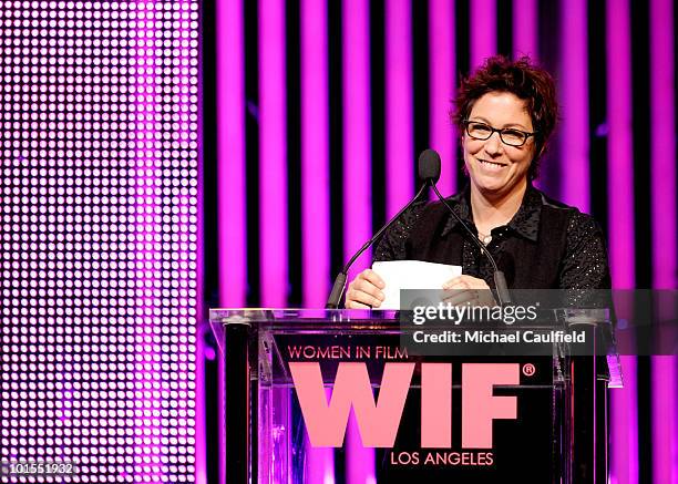 Director Lisa Cholodenko accepts the Dorothy Arzner Directors award onstage at the 2010 Crystal + Lucy Awards: A New Era at Hyatt Regency Century...