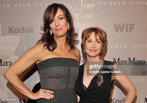 President, Jane Fleming and Actress Sharon Lawrence arrive at the 2010 Crystal + Lucy Awards: A New Era at Hyatt Regency Century Plaza on June 1,...