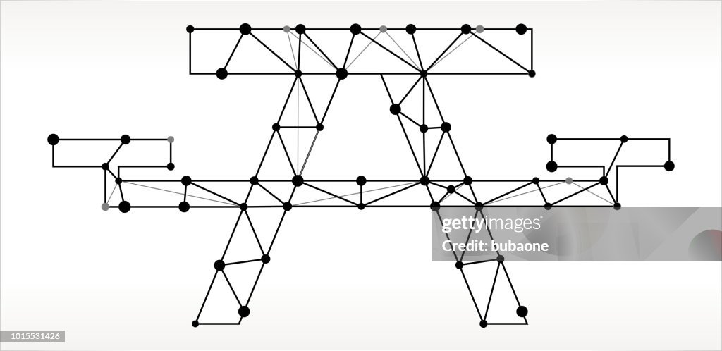 Picnic Node Picnic Table Triangle Node Black And White Pattern High-Res Vector ...