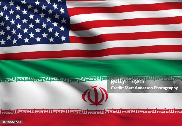 iran - iranian flag usa flag with no texture - iran fotografías e imágenes de stock