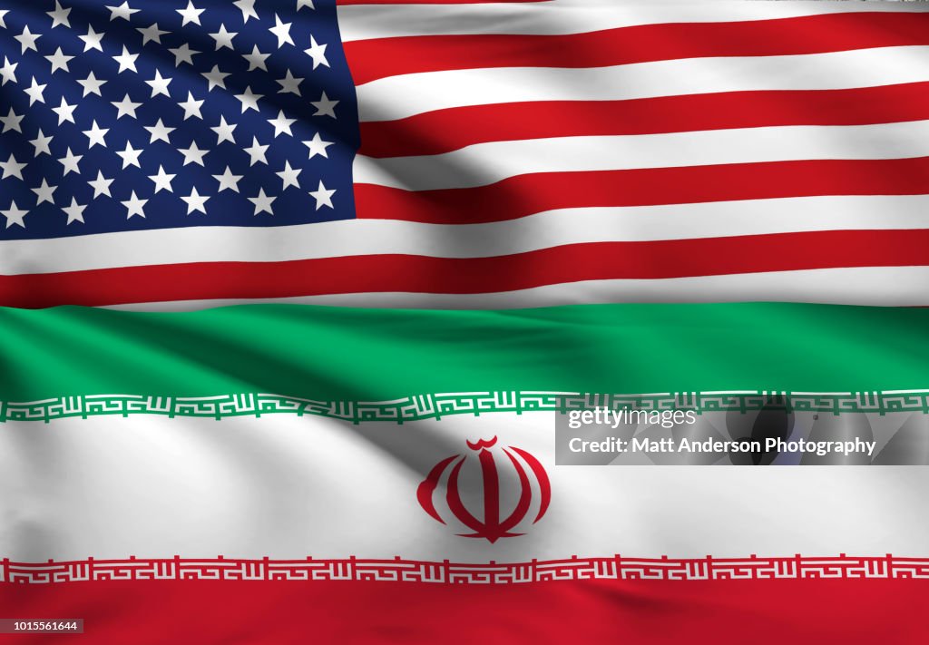 Iran - Iranian Flag USA Flag with No Texture