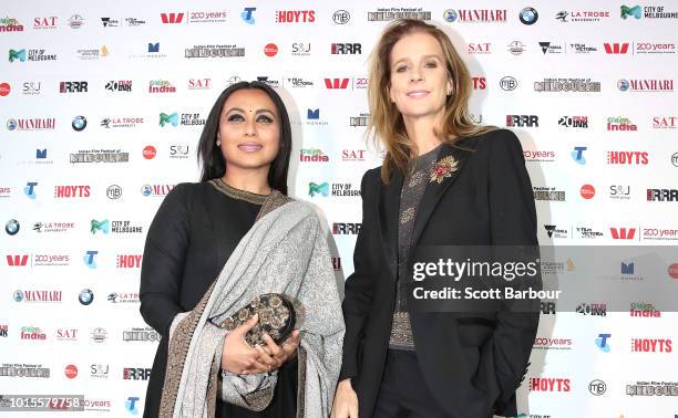 Rani Mukherjee and Rachel Griffiths attend the Westpac IFFM Awards Night 2018 at The Palais Theatre on August 12, 2018 in Melbourne, Australia.