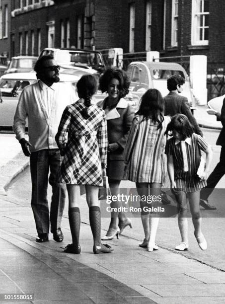 Richard Burton, Elizabeth Taylor, Kate Burton, Maria Burton, and Liza Todd