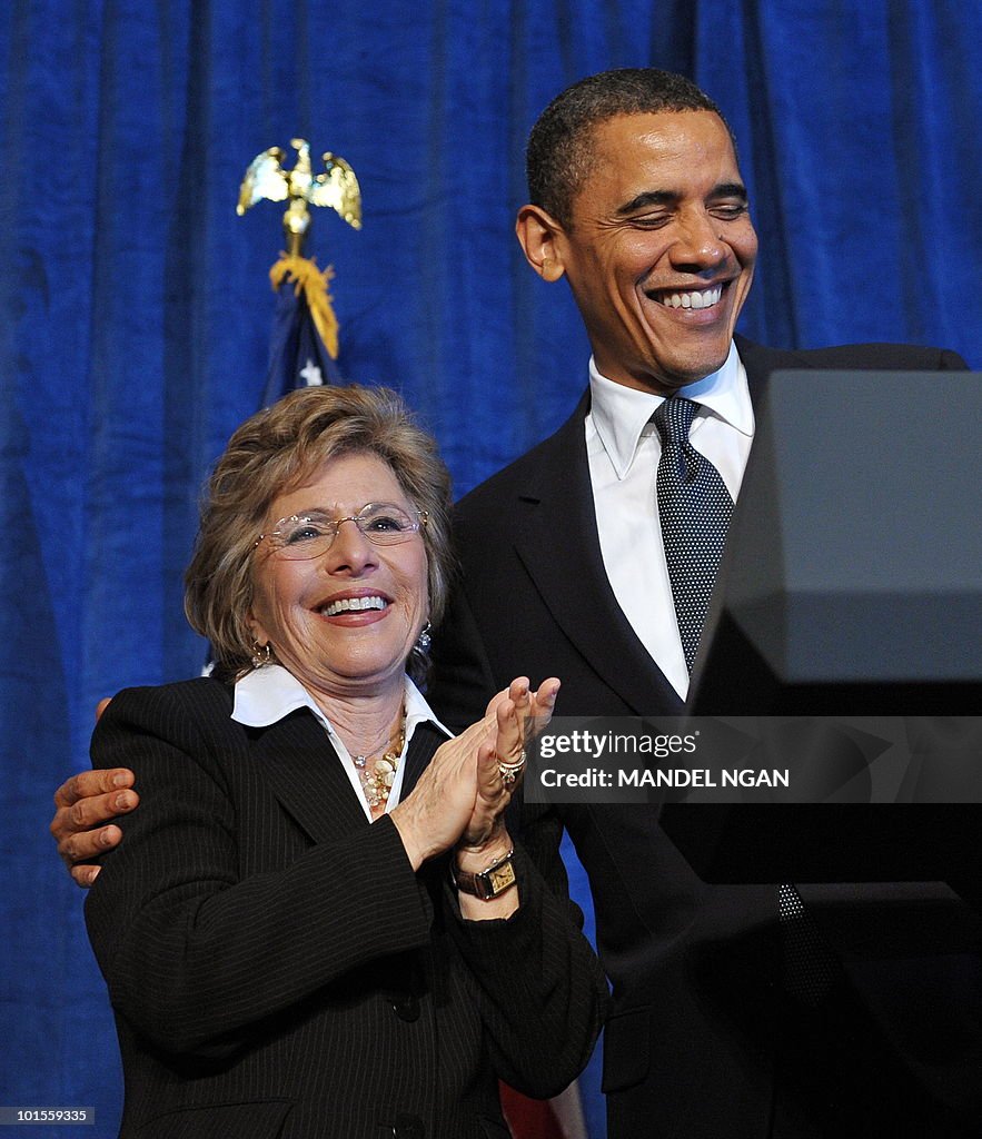 US President Barack Obama hugs Senator B