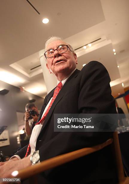 Warren Buffett, Chairman and CEO of Berkshire Hathaway, looks on before testifying before the Financial Crisis Inquiry Commission at The New School...