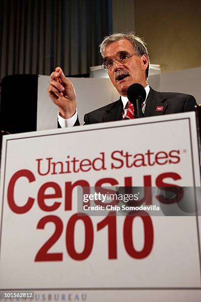 Census Bureau Director Robert Groves holds an operational press briefing about the 2010 Census at the National Press Club June 2, 2010 in Washington,...