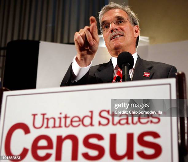 Census Bureau Director Robert Groves holds an operational press briefing about the 2010 Census at the National Press Club June 2, 2010 in Washington,...