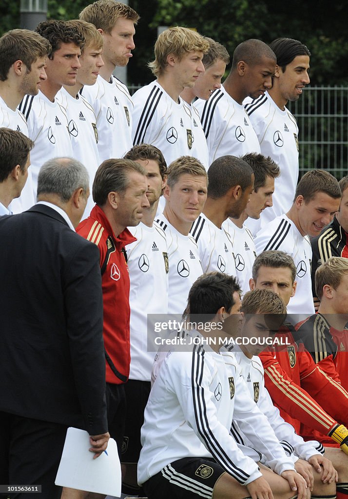 Germany's players prepare to pose for th