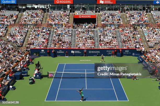 General view of the match between Simona Halep of Romania and Sloane Stephens in the final during day seven of the Rogers Cup at IGA Stadium on...