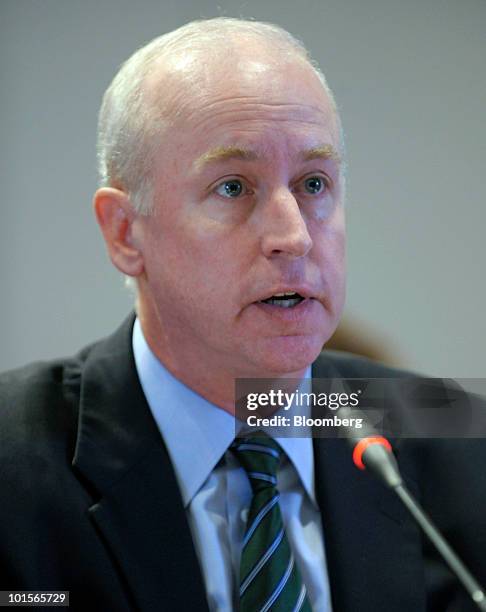 Raymond McDaniel, chairman and chief executive officer of Moody's Corp., testifies at a hearing of the Financial Crisis Inquiry Commission in New...