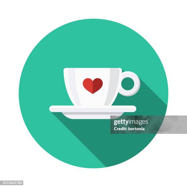 espresso flat design breakfast icon - coffee heart stock illustrations