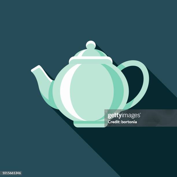 teekanne flach designikone frühstück - afternoon tea stock-grafiken, -clipart, -cartoons und -symbole