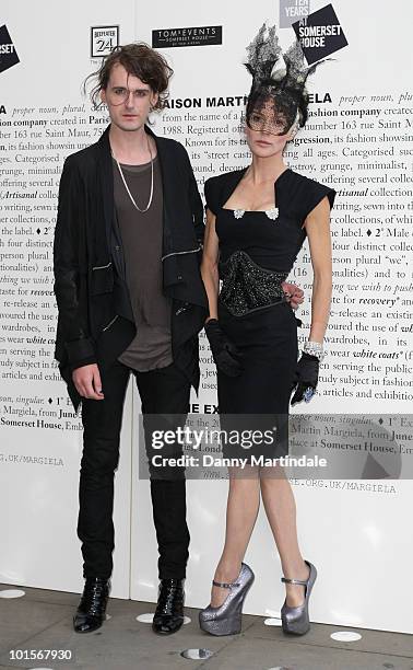 Designer Gareth Pugh and Daphne Guinness attend the Maison Martin Margiela '20' The Exhibition - Private View at the Embankment Galleries, Somerset...