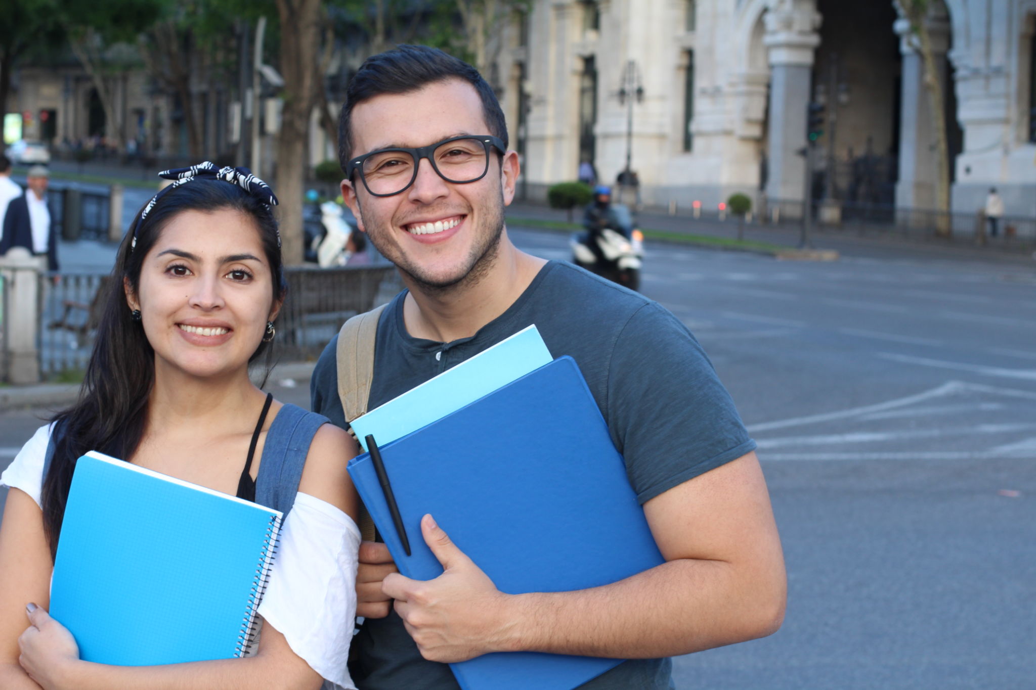 Couple of students on the street Couple of students on the street