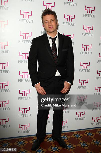 Jamie Oliver attends A Big Night Out With Fifteen in aid of Jamie Oliver's charity to train young chefs on November 12, 2009 in London, England.