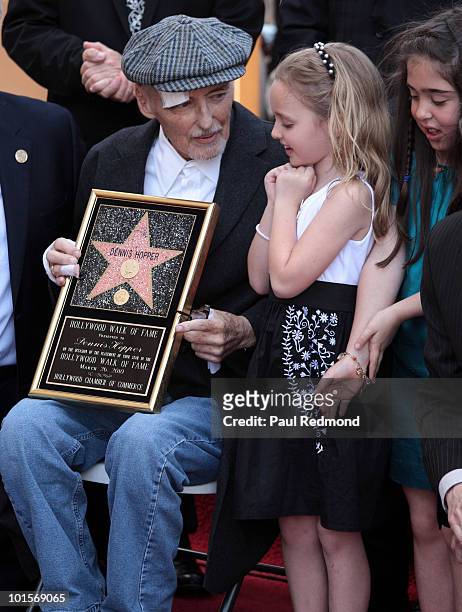 Actor Dennis Hopper with daughter Gallen Hopper at a ceremony honoring Dennis Hopper with a star on the Hollywood Walk Of Fame on March 26, 2010 in...