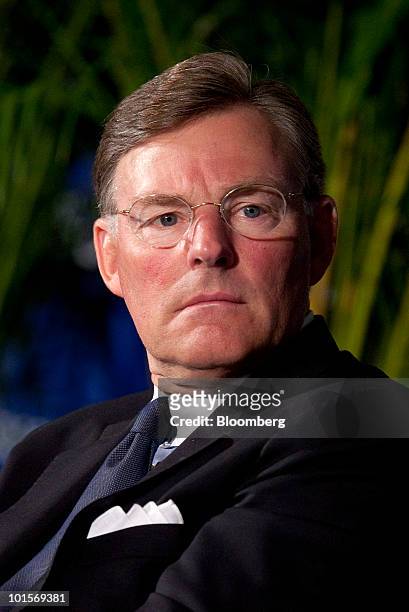 Harold "Terry" McGraw, president and chief executive officer of McGraw-Hill Cos, listens to a speaker at the U.S.-India Business Council meeting in...