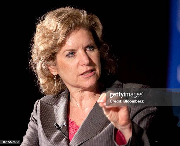 Susan Schwab, former U.S. Trade ambassador, speaks at the U.S.-India Business Council meeting in Washington, D.C., U.S., on Tuesday, June 2, 2010....