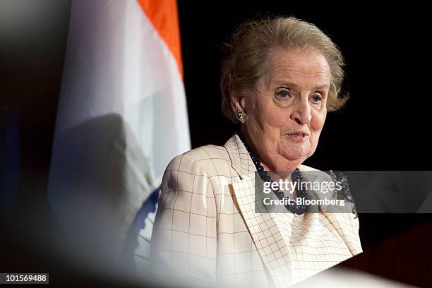 Madeleine Albright, former U.S. Secretary of state, speaks at the U.S.-India Business Council meeting in Washington, D.C., U.S., on Wednesday, June...