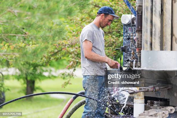 drilling a new residential water well - groundwater stock pictures, royalty-free photos & images