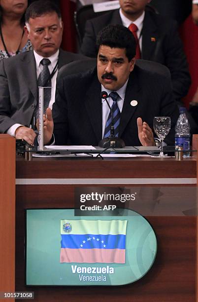 Venezuela's foreign minister Nicolas Maduro talks during the World Summit for the Future of Haiti in Punta Cana, Dominican Republic, on June 2, 2010....