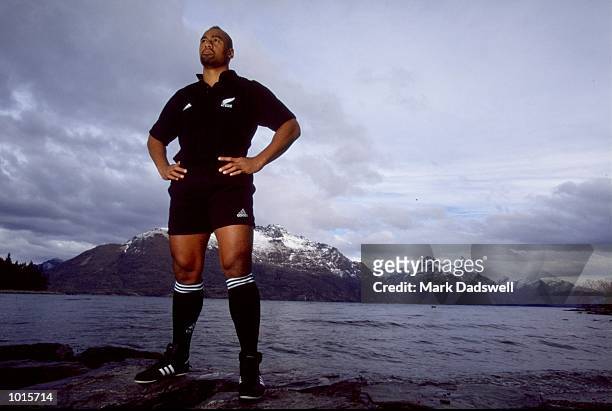Jonah Lomu of the New Zealand All Blacks in Queenstown, New Zealand. \ Mandatory Credit: Mark Dadswell /Allsport