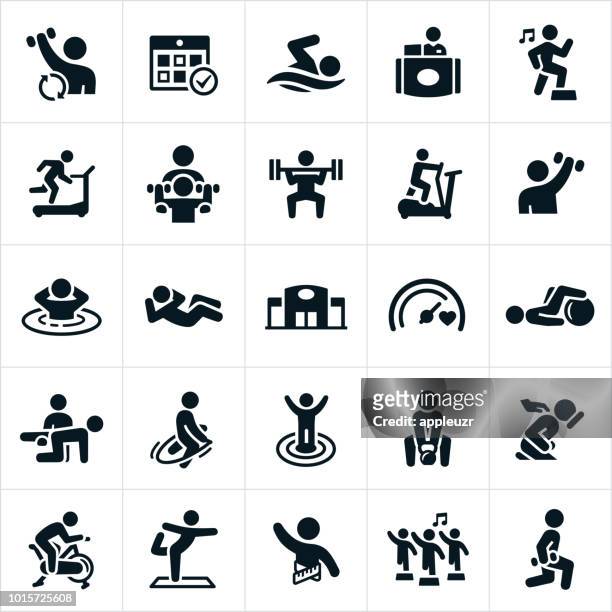 fitness facility icons - treadmill stock illustrations