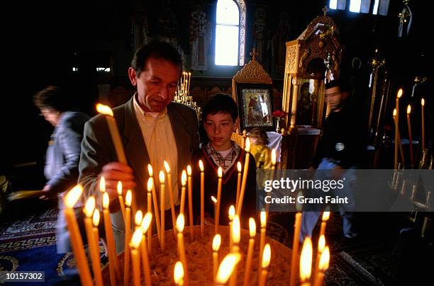 olympia, easter candle lighting - greek easter stock-fotos und bilder