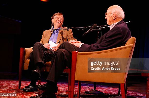 Philanthropist Bill Gates and his father Bill Gates, Sr. Attend Bill Gates: A Conversation with My Father at the 92nd Street Y on June 2, 2010 in New...