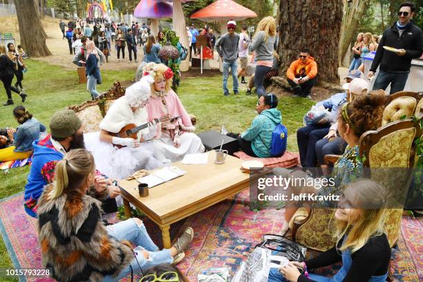 Festivalgoers attend the Bubble Tea Party during the 2018 Outside Lands Music And Arts Festival at Golden Gate Park on August 12, 2018 in San...