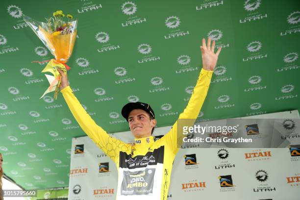Sepp Kuss of The United States and Team LottoNL-Jumbo / Celebration / Podium / during the 14th Larry H. Miller Tour of Utah, Stage 6 a 123,4km stage...