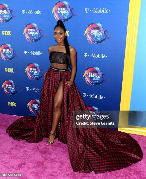 Normani Hamilton attends FOX's Teen Choice Awards at The Forum on August 12, 2018 in Inglewood, California.