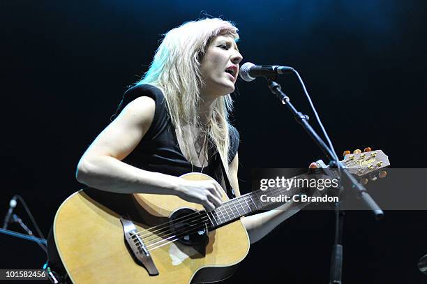 Ellie Goulding performs on stage at Wembley Arena on May 26, 2010 in London, England.