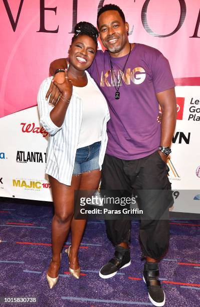 Lamman Rucker and Deborah Joy Winans attend the 2018 Black Women's Expo at Georgia International Convention Center on August 12, 2018 in College...