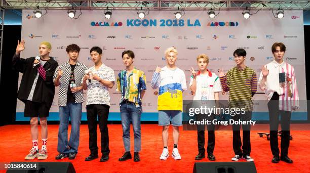 Featured Artist "Pentagon" attends the Photo Op at KCON 2018 LA at Los Angeles Convention Center on August 11, 2018 in Los Angeles, California.