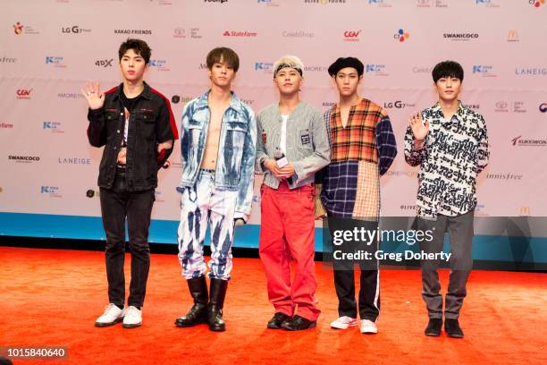 Featured Artist "Imfact" attends the Photo Op at KCON 2018 LA at Los Angeles Convention Center on August 11, 2018 in Los Angeles, California.