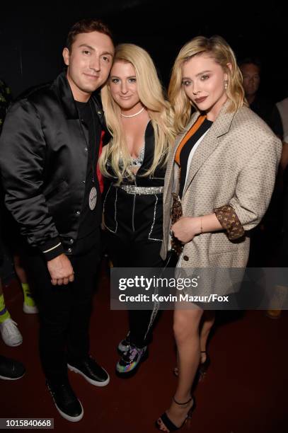 Daryl Sabara, Meghan Trainor and Chloe Grace Moretz attend FOX's Teen Choice Awards at The Forum on August 12, 2018 in Inglewood, California.