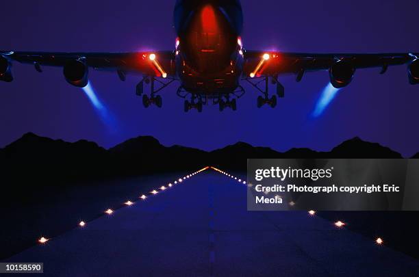 jet taking off - airport runway stock pictures, royalty-free photos & images