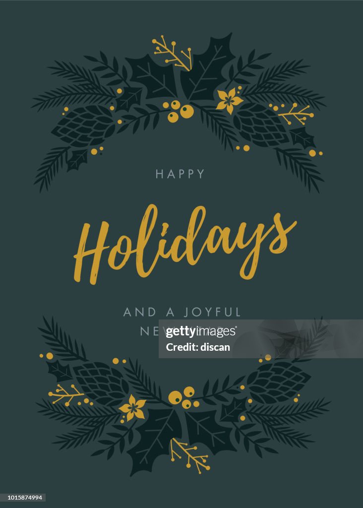 Holidays Card with wreath.