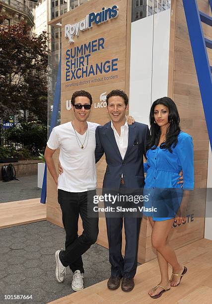 Stars from USA Network's "Royal Pains" actors Paulo Costanzo, Mark Feuerstein and Reshma Shetty attend the "Royal Pains Summer Shirt Exchange"...