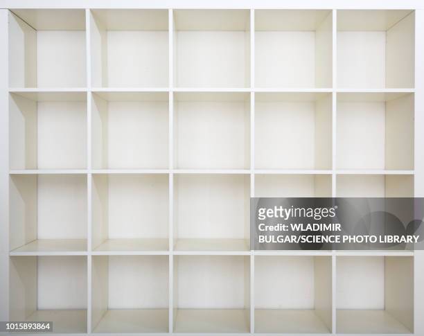 empty bookshelf - rastrelliera foto e immagini stock