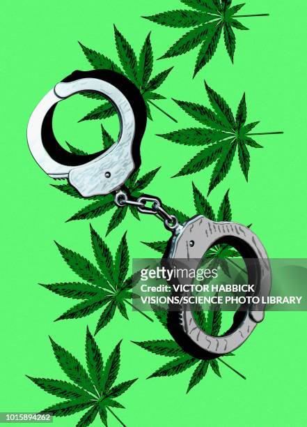 stockillustraties, clipart, cartoons en iconen met illegal drugs, conceptual illustration - handcuffs