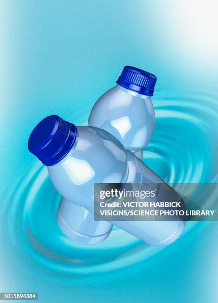 plastic waste in water, illustration - pet bottle stock illustrations