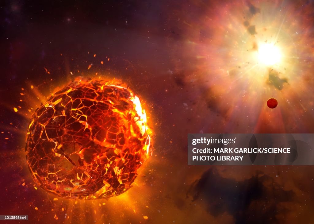 Supernova destroying planet, illustration