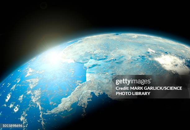 earth from space, illustration - antarctica sun stock illustrations