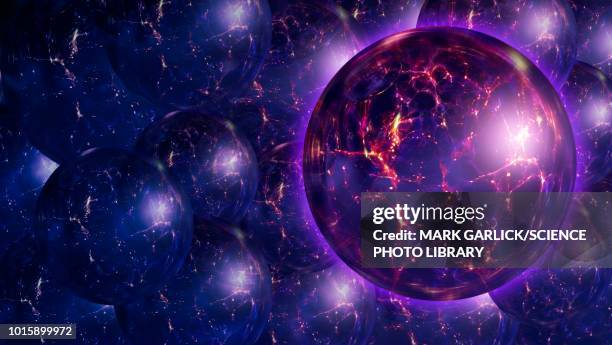 bubble universes, conceptual illustration - quantum stock illustrations