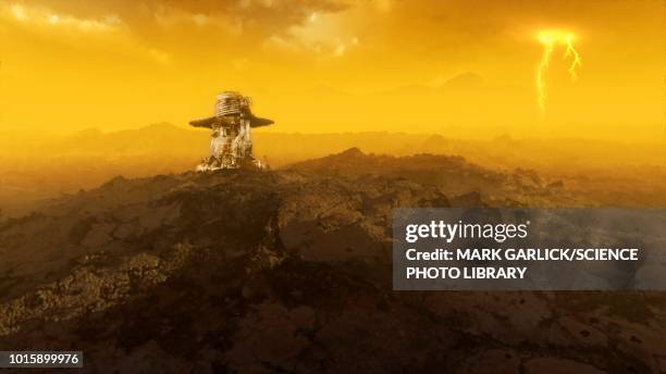 venera 9 spacecraft on venus, illustration - ehemalige sowjetunion stock-grafiken, -clipart, -cartoons und -symbole